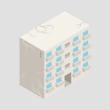 老朽化している建物のイメージイラスト